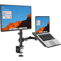 WALI Laptop and Monitor Mount Stand, Extra Tall Single Monitor Desk Mount with Tray for 1 Laptop Notebook up to 17 inch and 1 LCD Monitor Mount up to 32 inch, Weight up to 22lbs (M001XLLP), Black