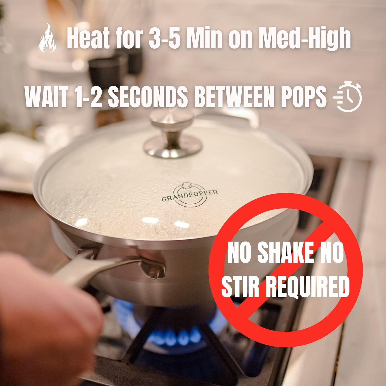 Stovetop Popcorn Popper Pan, No-Shake No-Stir J700949