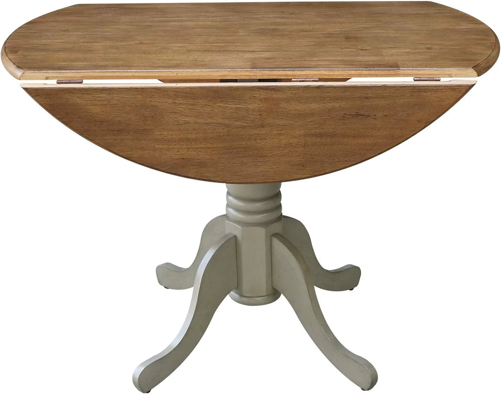 Inch Dual 42 Drop Leaf Dining Table, Distressed Hickory/Stone K77012