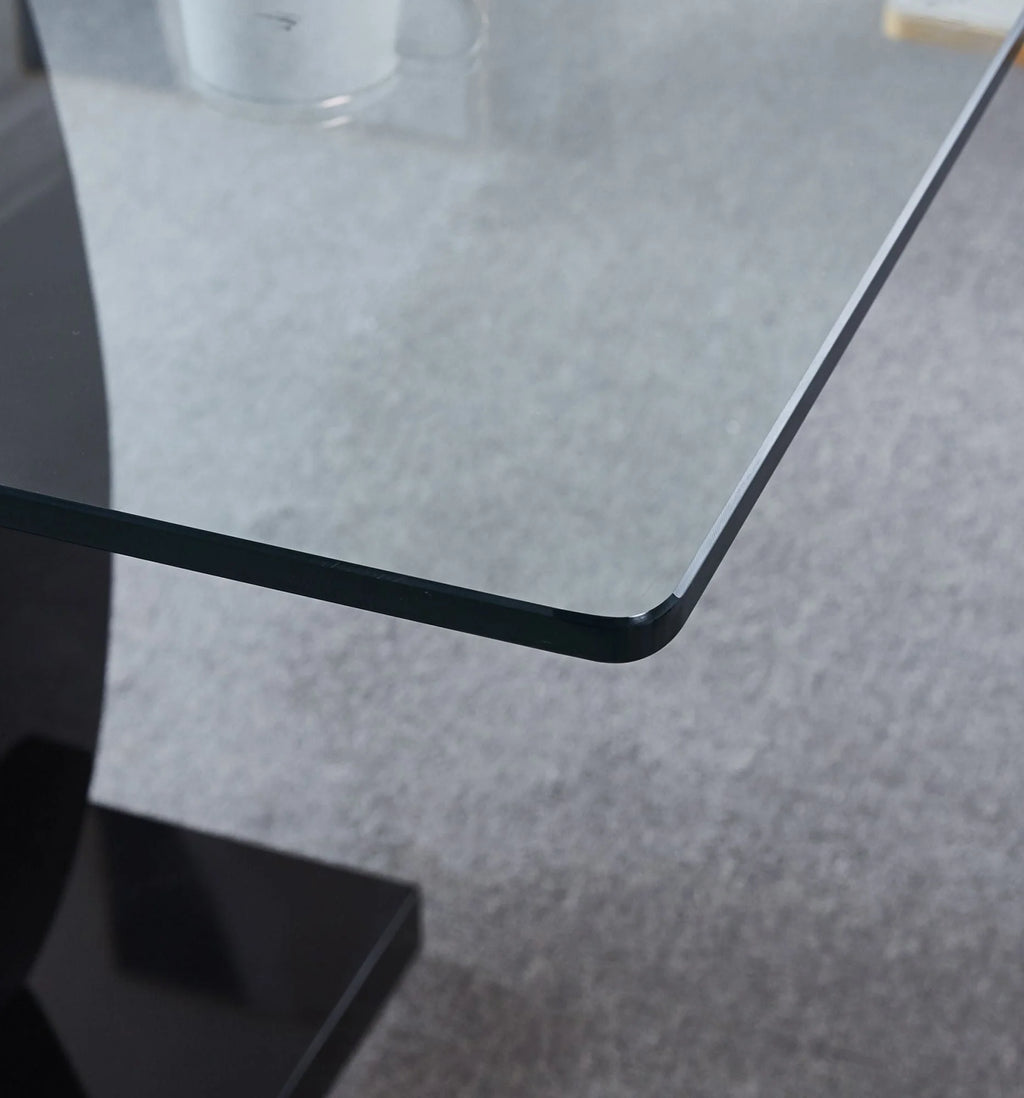 Contemporary Tempered Glass Double Pedestal Dining Table M27036