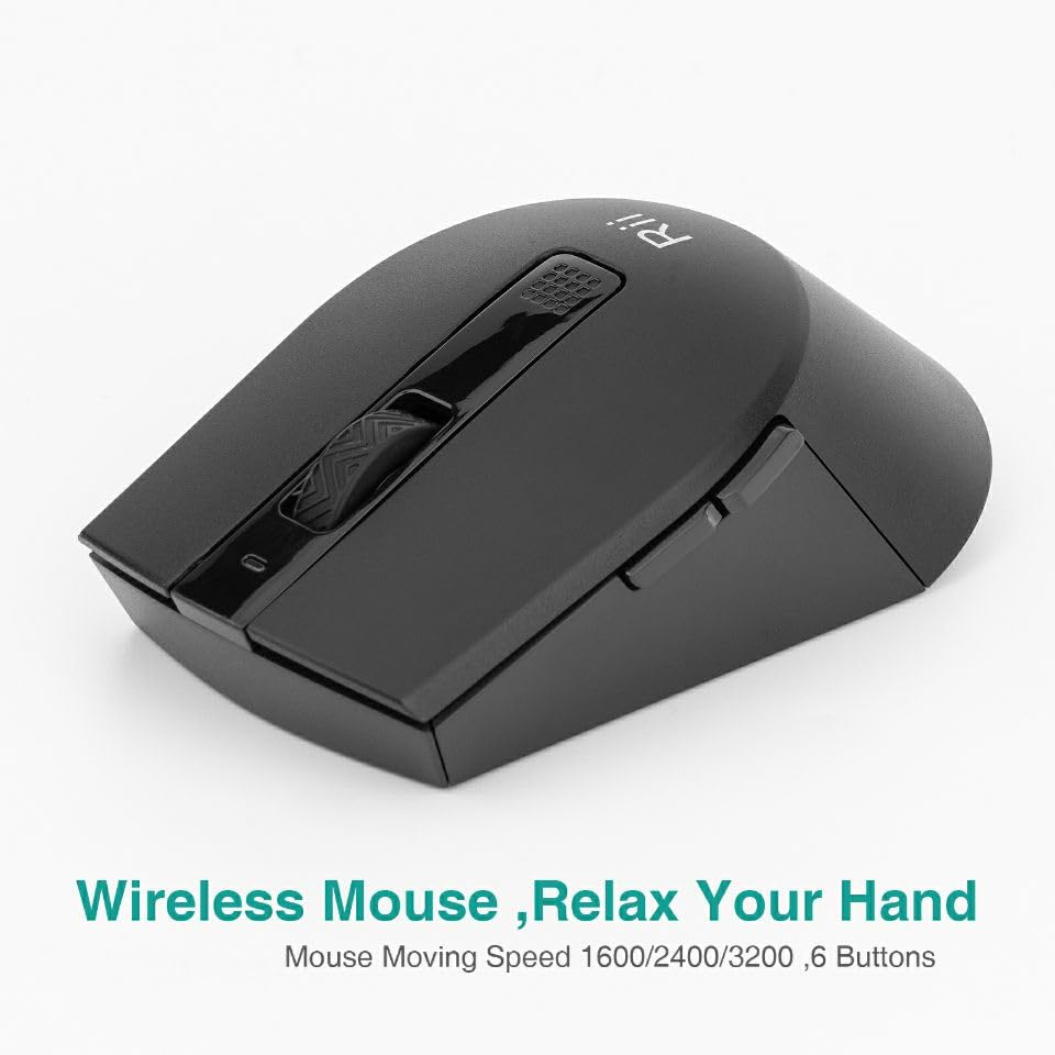 Rii RKM709 2.4GHz Ultra-Slim Wireless Keyboard and Mouse Combo, Black E479733