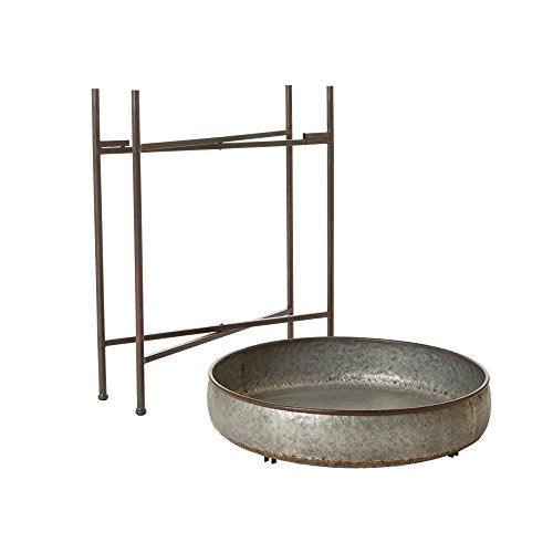 Glitzhome Set of 2 Metal End Table with Removable Galvanized Tray A3478