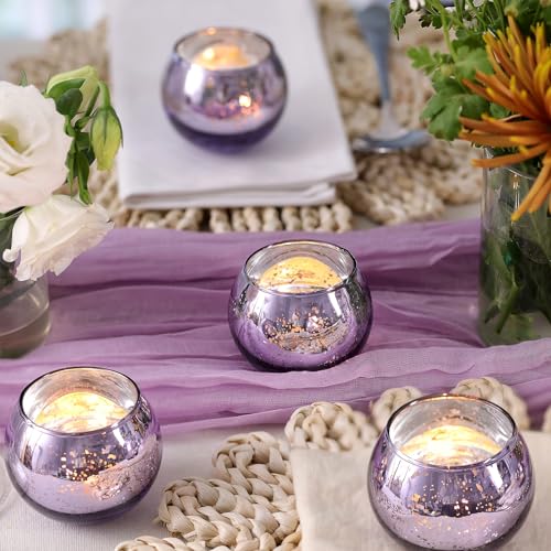 Volens Round Gold Mercury Glass Votive Candle Holders, Set of 12 N571280