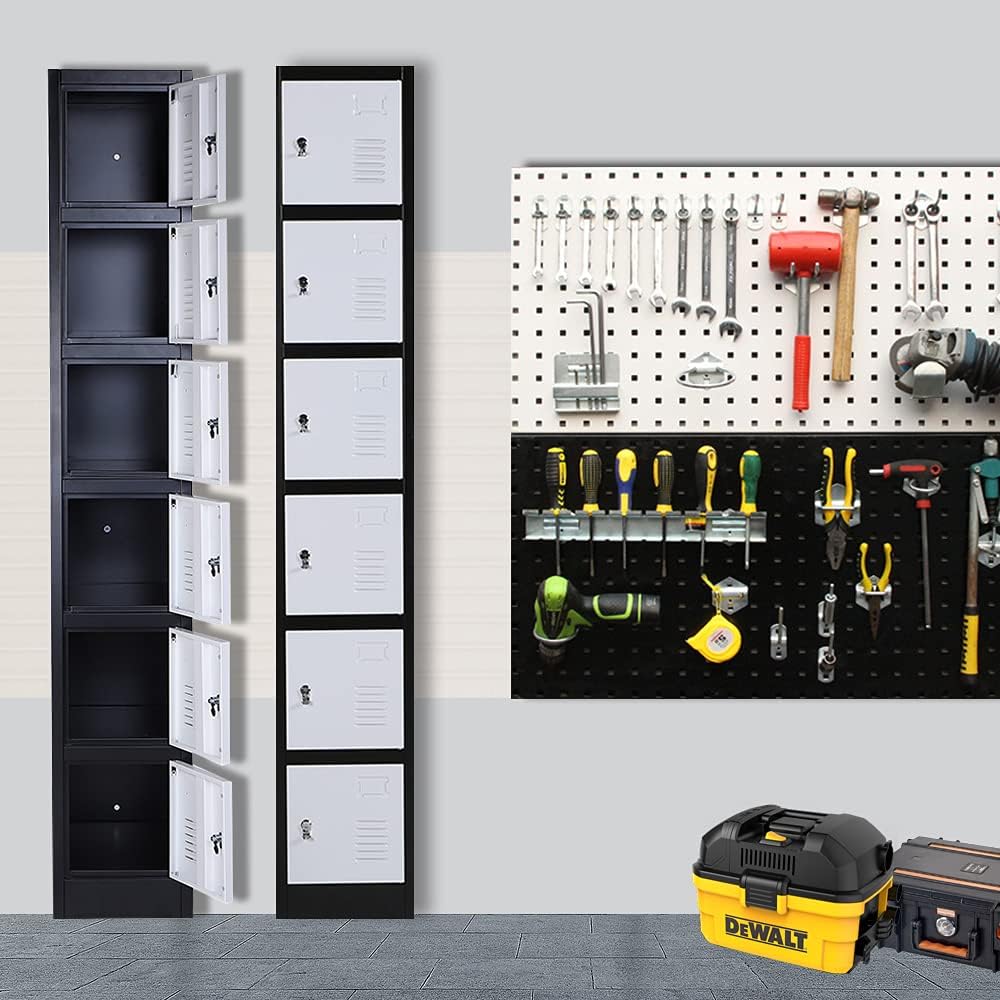 Metal Locker 6 Door Tall Storage Cabinet with Combination Lock U4209