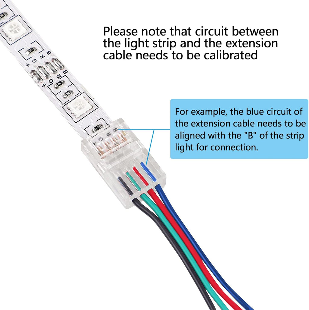 SUPERNIGHT 4 Pin LED Connector for 10mm RGB 5050 LED Strip Lights with Extension Cable P335594