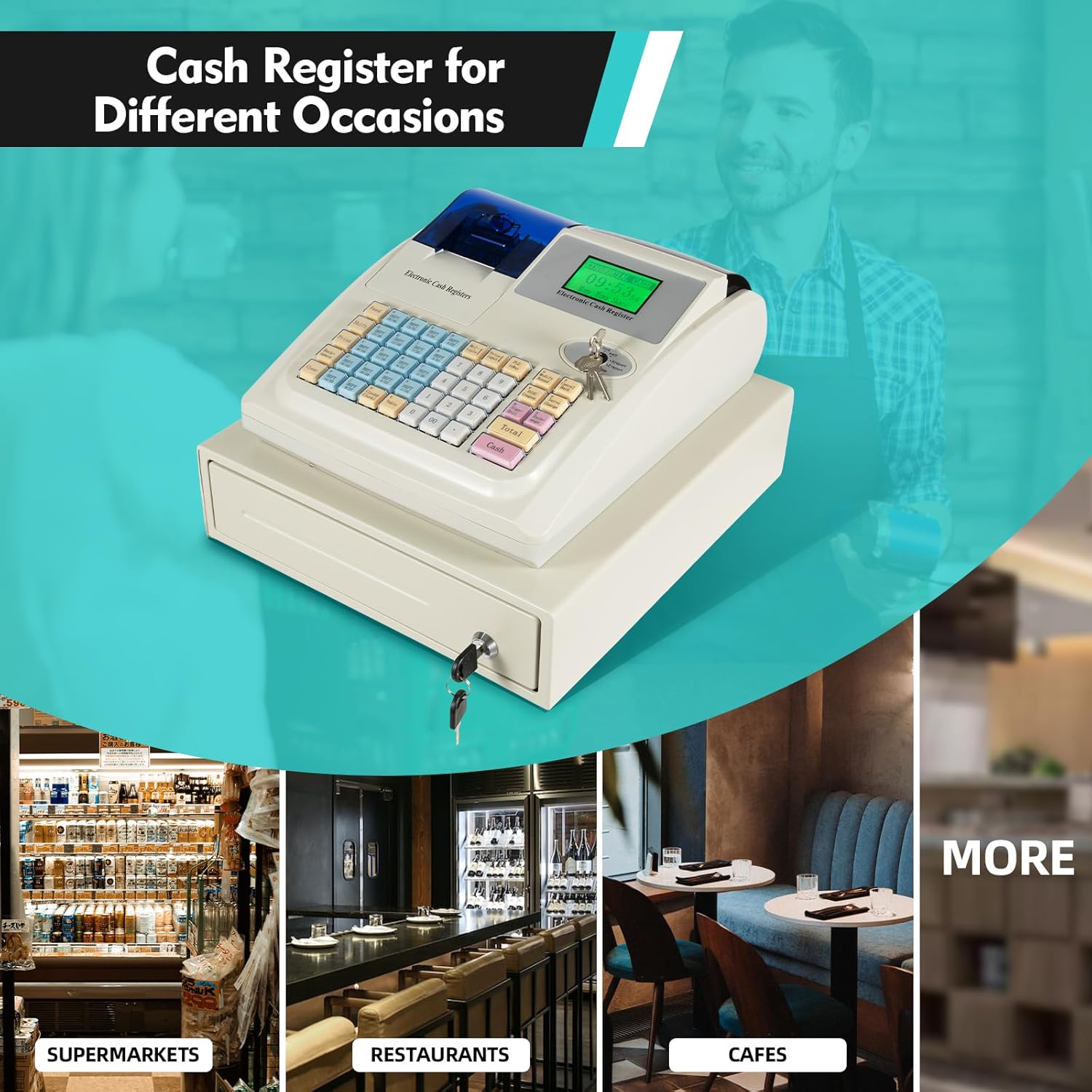 Small Business Cash Register with Thermal Printer and Cash Drawer I4343
