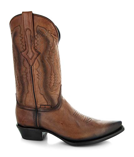 Soto Boots Men's Burnished Snip Toe Cowboy Boots Tan H50030 Q24181