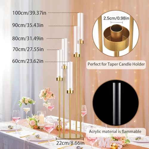 Matte Black 5 Arm Candelabra with Acrylic Shades for Table Centerpiece W6999