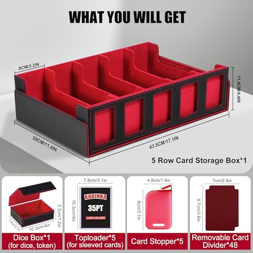 Trading Card Storage Box with Commander Display, 5-Row Deck Case, Black Purple B7043