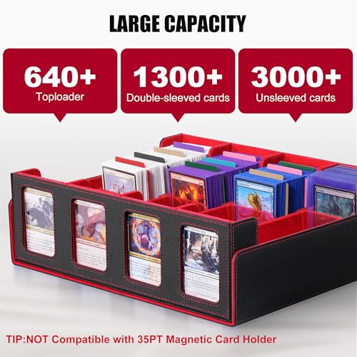 Trading Card Storage Box with Commander Display, 5-Row Deck Case, Black Purple B7043