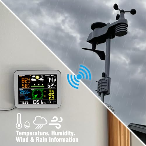 Wireless Weather Station with 7-in-1 Sensor, Indoor Outdoor Thermometer H5745