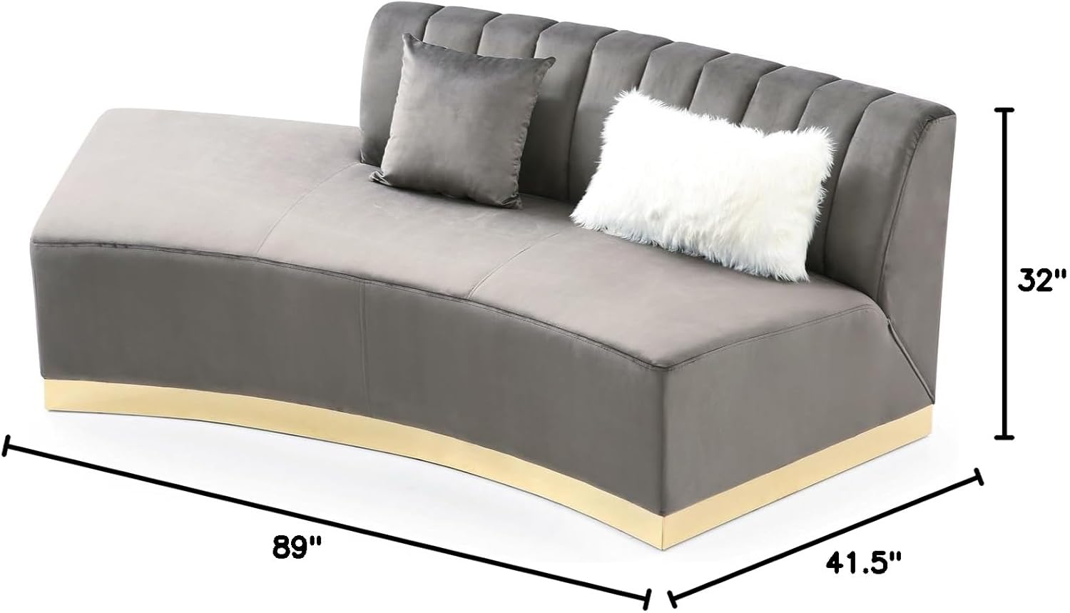 Brentwood Dark Gray Velvet Curved Armless Sofa T3167