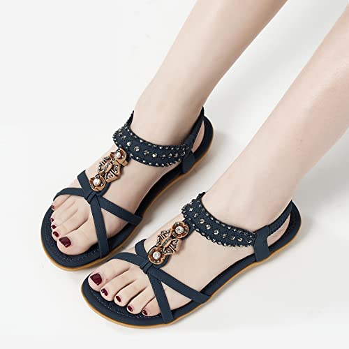 Alicegana Women's Sandals Non-Slip Casual Summer Beach Flats Q323621