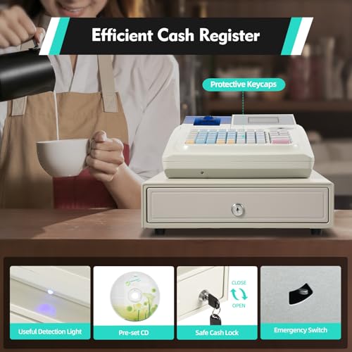 Professional Cash Register with Cash Drawer for Retail (Black, Grey-2OS9) D782