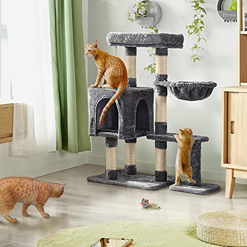 Yaheetech Cat Tree 38in Indoor Cat Tower with Scratching Posts, Perch & Condo, Light Gray O7975