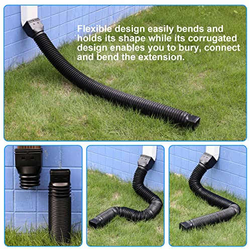 Rain Gutter Downspout Extensions Flexible 21 to 68 Inches, 4 Pack, Black C35807