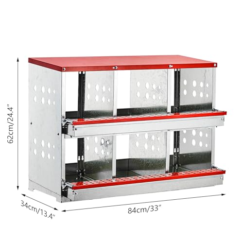 6 Compartment Metal Nesting Boxes for Chickens with Perch F73356