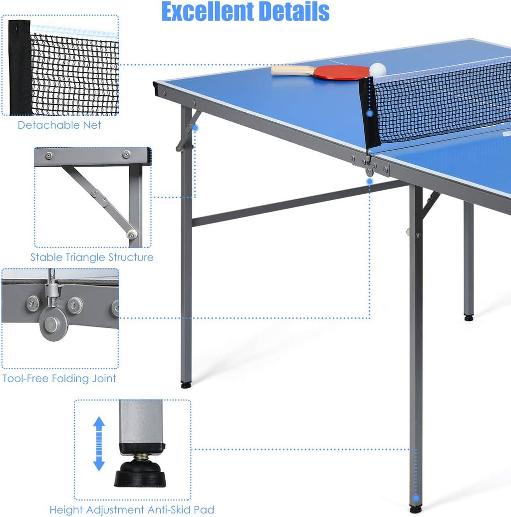 Goplus Foldable Ping Pong Table with Net, 2 Paddles and Balls C97218