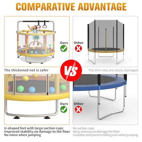 55" Kids Trampoline with Enclosure Net and Basketball Hoop M907892