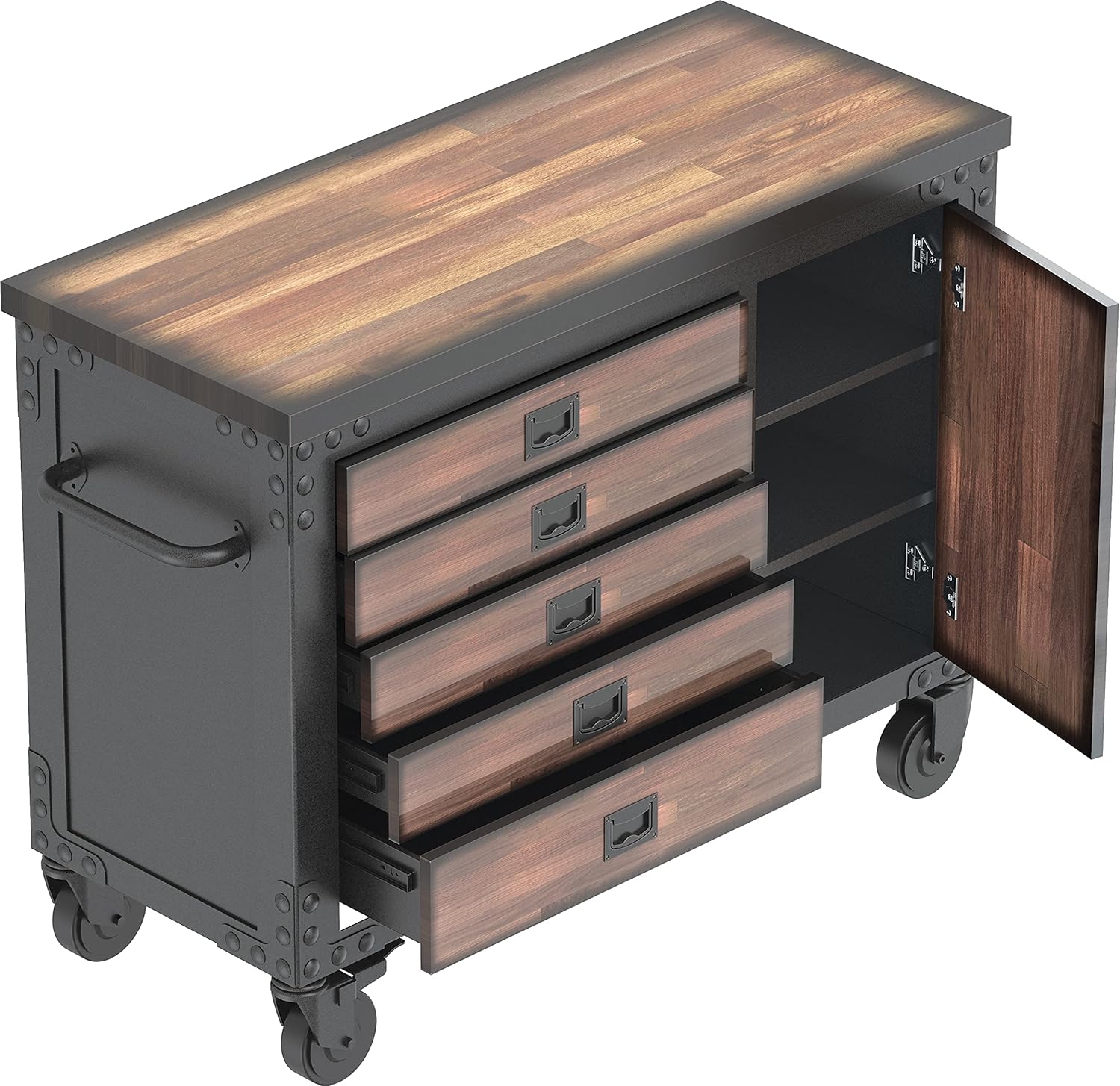 Duramax 48 in. 5-Drawer Rolling Tool Chest with Solid Wood Top C3887