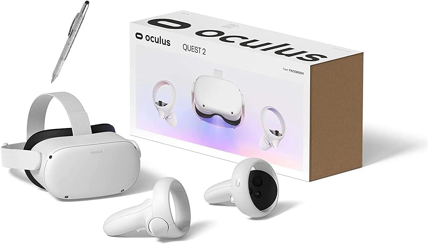 Oculus Quest 2 128gb Advanced All-in-One Virtual Reality VR Gaming Headset with Silicone Face Covers (Renewed)