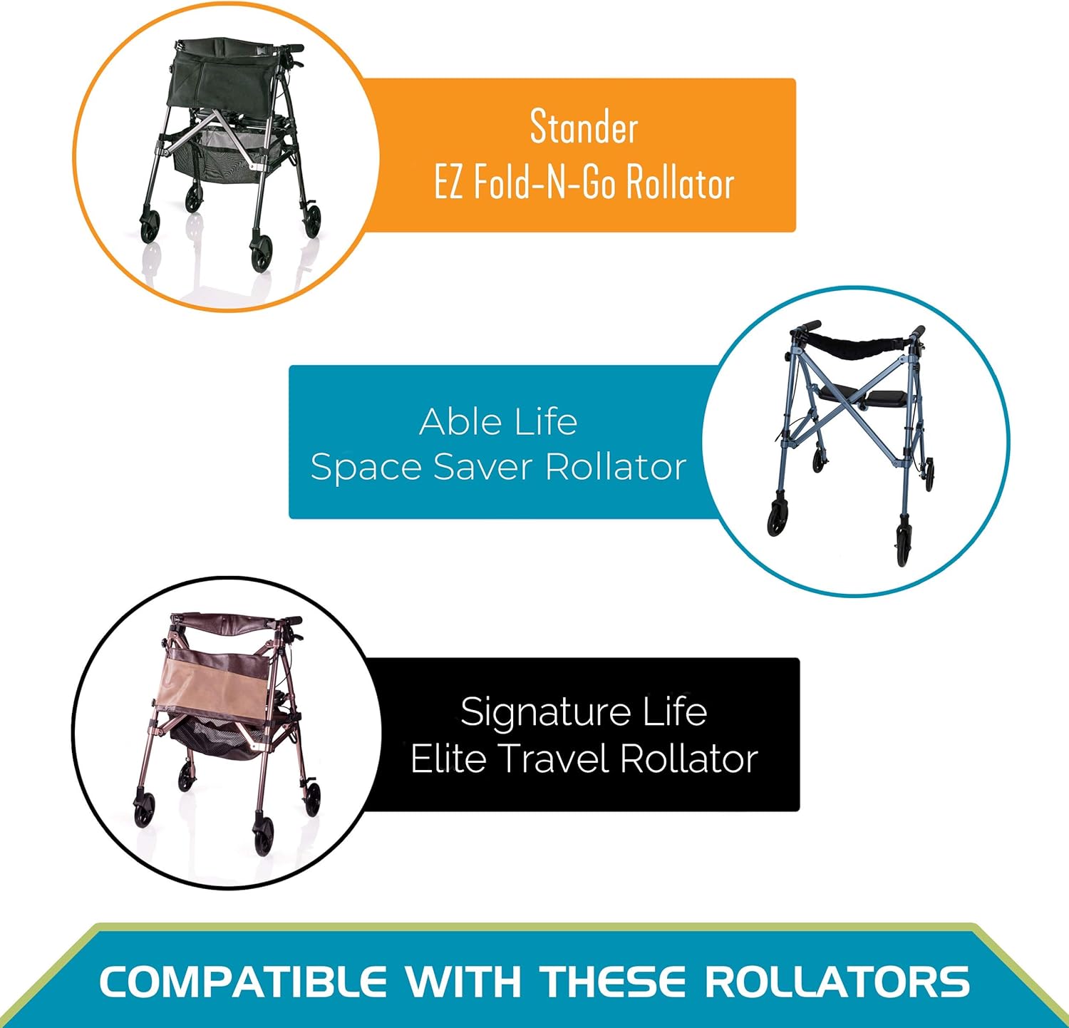 Able Life Locking Swivel Front Wheel Kit 6-Inch Replacement Walker Wheels, Set of 2 T41319