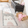 SAFAVIEH Carousel Kids Collection Runner Rug - 2'3" x 12', Pink & Grey, Cat Design, Non-Shedding & Easy Care, Ideal for High Traffic Areas for Boys & Girls in Playroom, Nursery, Bedroom (CRK134P)
