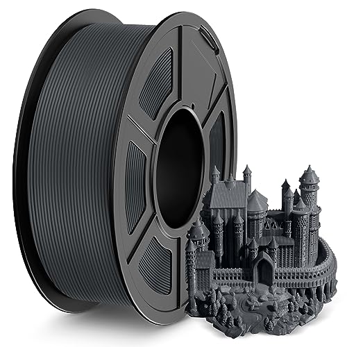 SUNLU PLA 3D Printer Filament, No String PLA Filament 1.75mm, Neatly Wound AntiString PLA 3D Printing Filament, Fast Printing for 3D Printer, Dimensional Accuracy +/- 0.02 mm,1KG,APLA Black+Grey