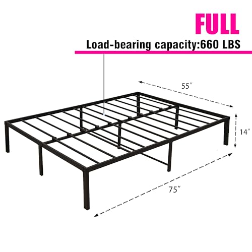 Queen Size 14 Inch Heavy Duty Steel Platform Bed Frame, Black U751645