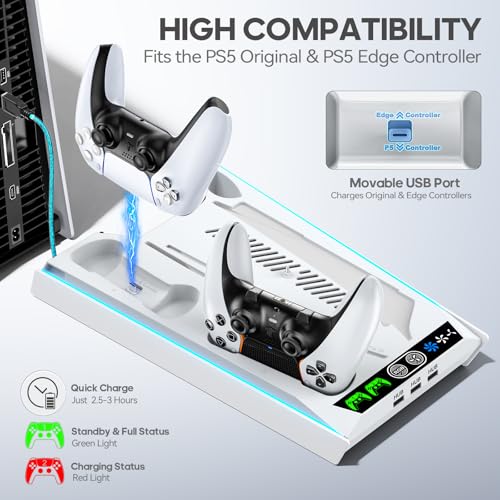 PS5 Stand with Cooling & Charging Station for Disc & Digital Console U78876