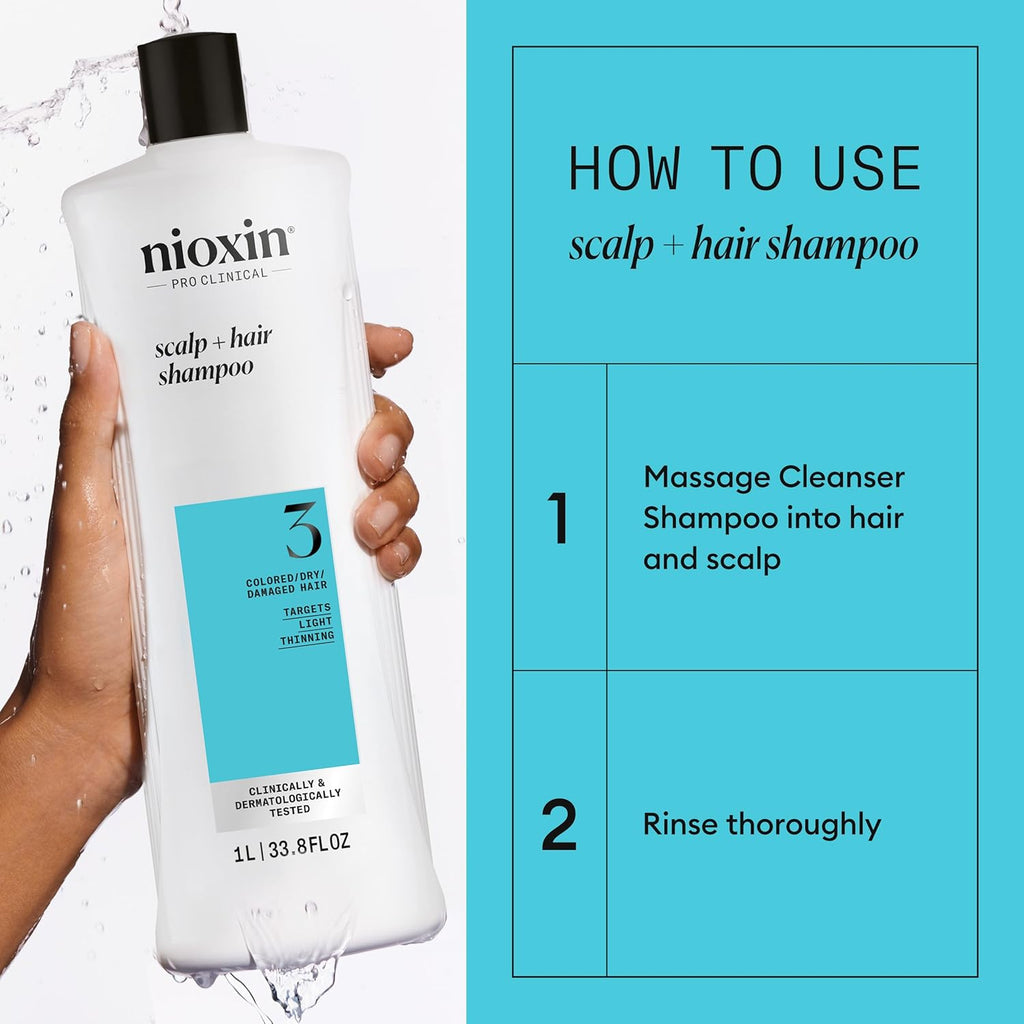 Nioxin System 3 Shampoo & Conditioner for Color Treated Hair, 33.8 fl oz I2813