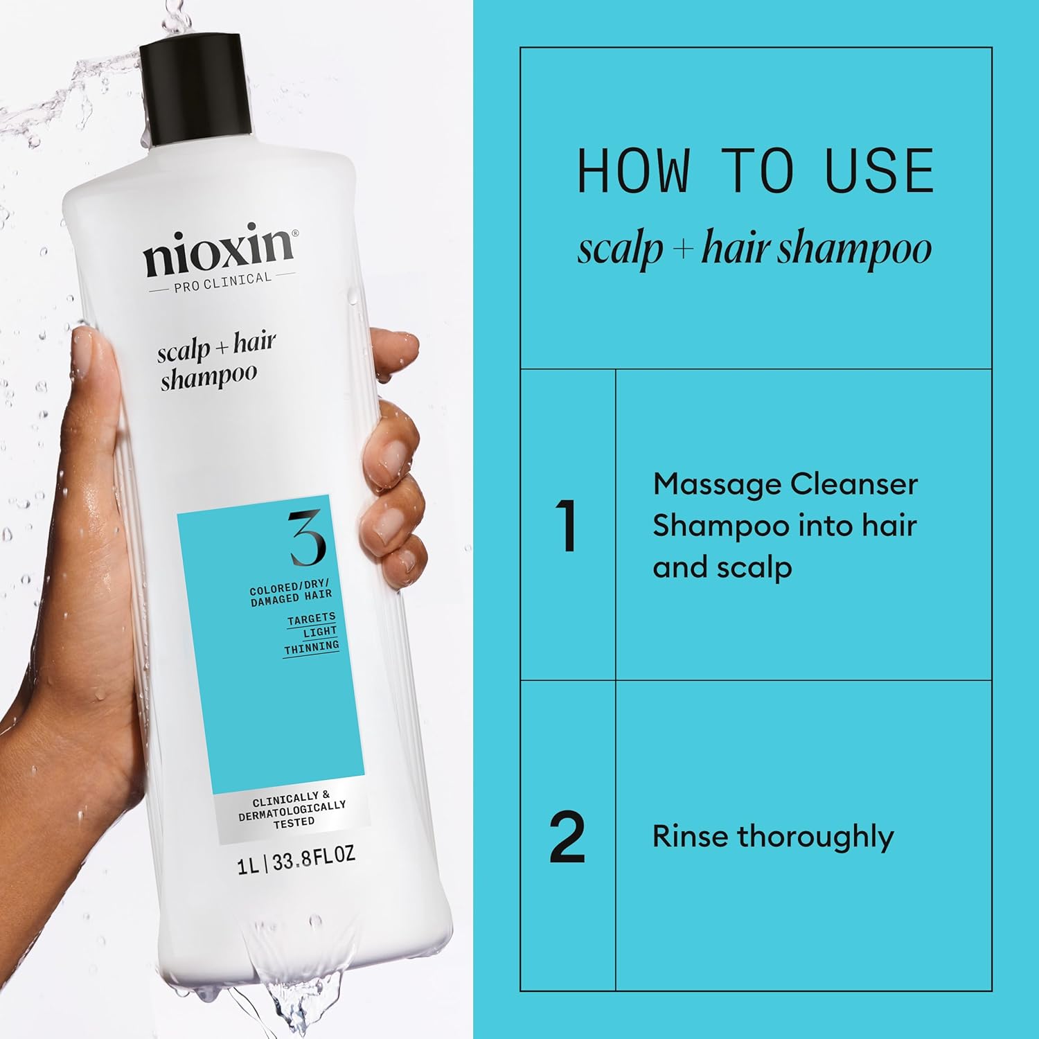 Nioxin System 3 Shampoo & Conditioner for Color Treated Hair, 33.8 fl oz I2813