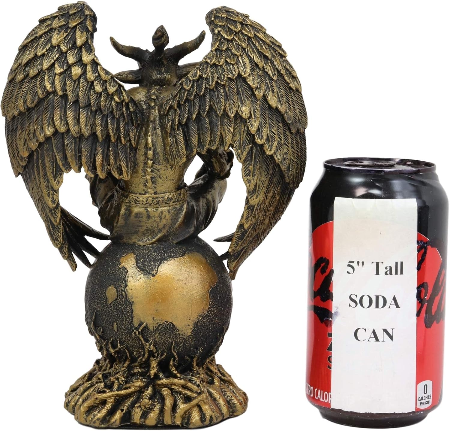 Ebros Gift Sabbatic Goat Baphomet Sitting on Globe Statue 7.75" Tall Q365810