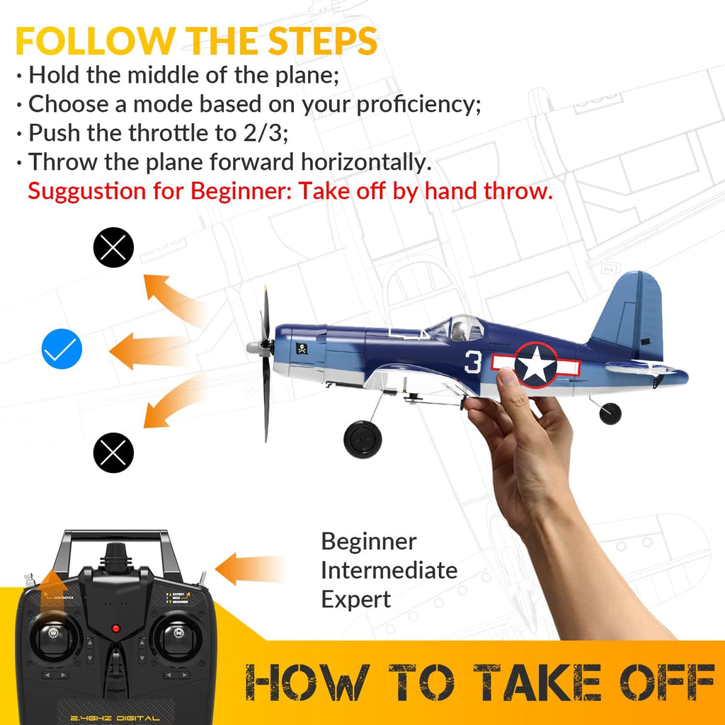 VOLANTEXRC RC Plane BF-109 & F4U Corsair Ready to Fly with Xpilot Stabilization X69559