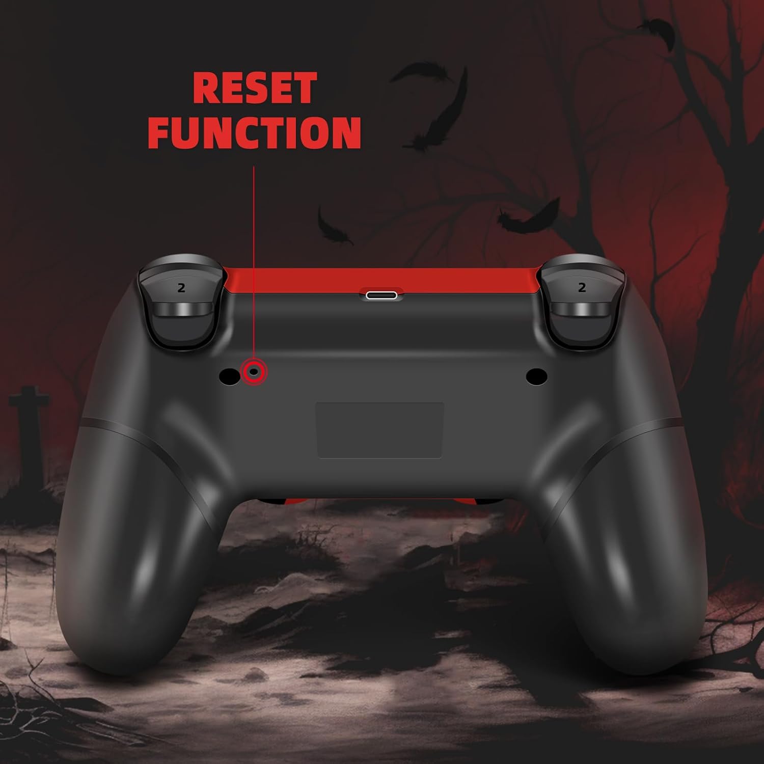 FTFVaska Wireless Controller for PS4, Red Cloudy Z831683