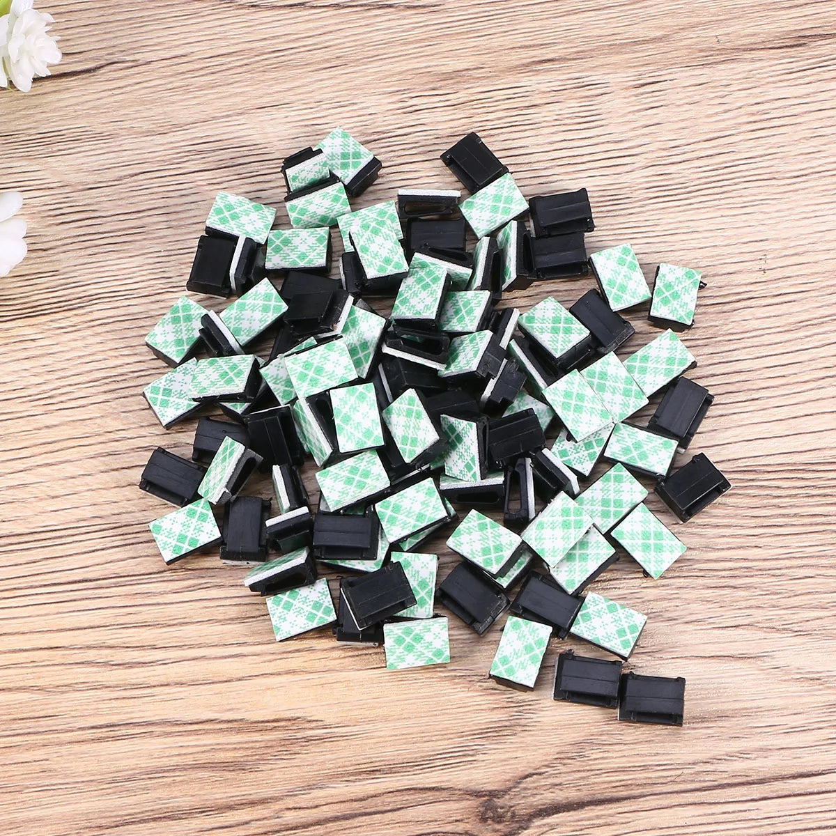 Masteelf 100pcs Black Adhesive Cable Clips Wire Cord Holders G3608