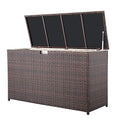 Super Patio Outdoor Patio Storage Box, Brown Wicker Storage Bin Deck Box, 88 Gallon