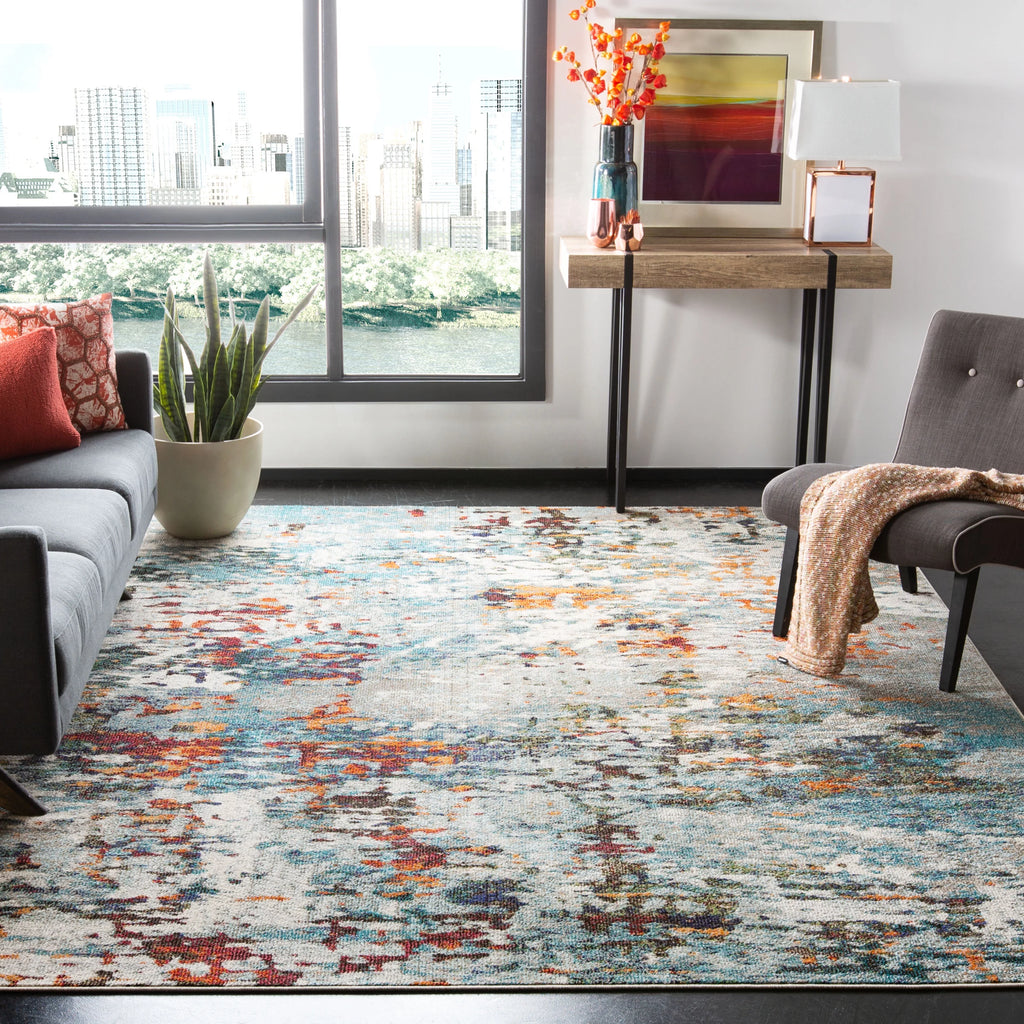 SAFAVIEH Madison Vintage Abstract Area Rug, Grey/Blue, 10' x 14' E45661