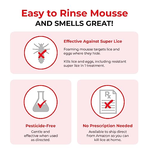 Vamousse Lice Treatment Mousse 6 fl oz, Pesticide-Free, Includes Steel Comb J520490