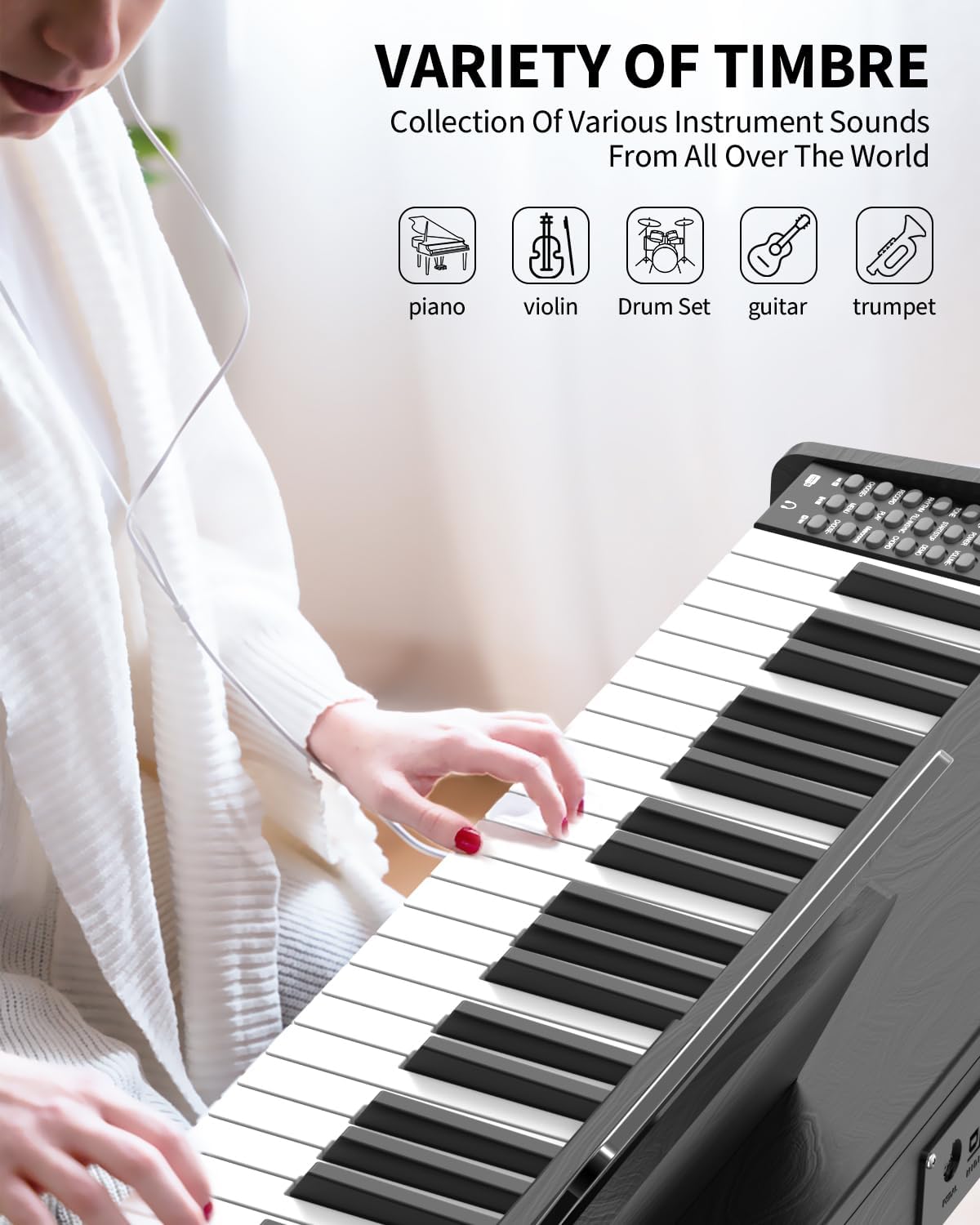 88 Key Digital Piano Keyboard, Weighted Hammer Action, Triple Pedal O180