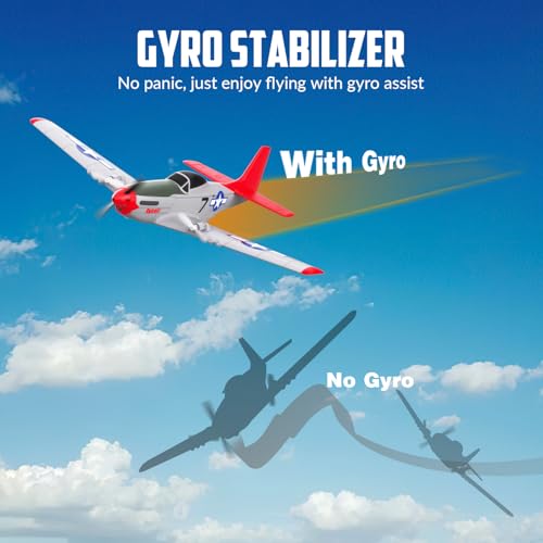 VOLANTEXRC RC Plane P51D Mustang RTF, 2.4Ghz 2CH Remote Control Airplane with Gyro Stabilization T471