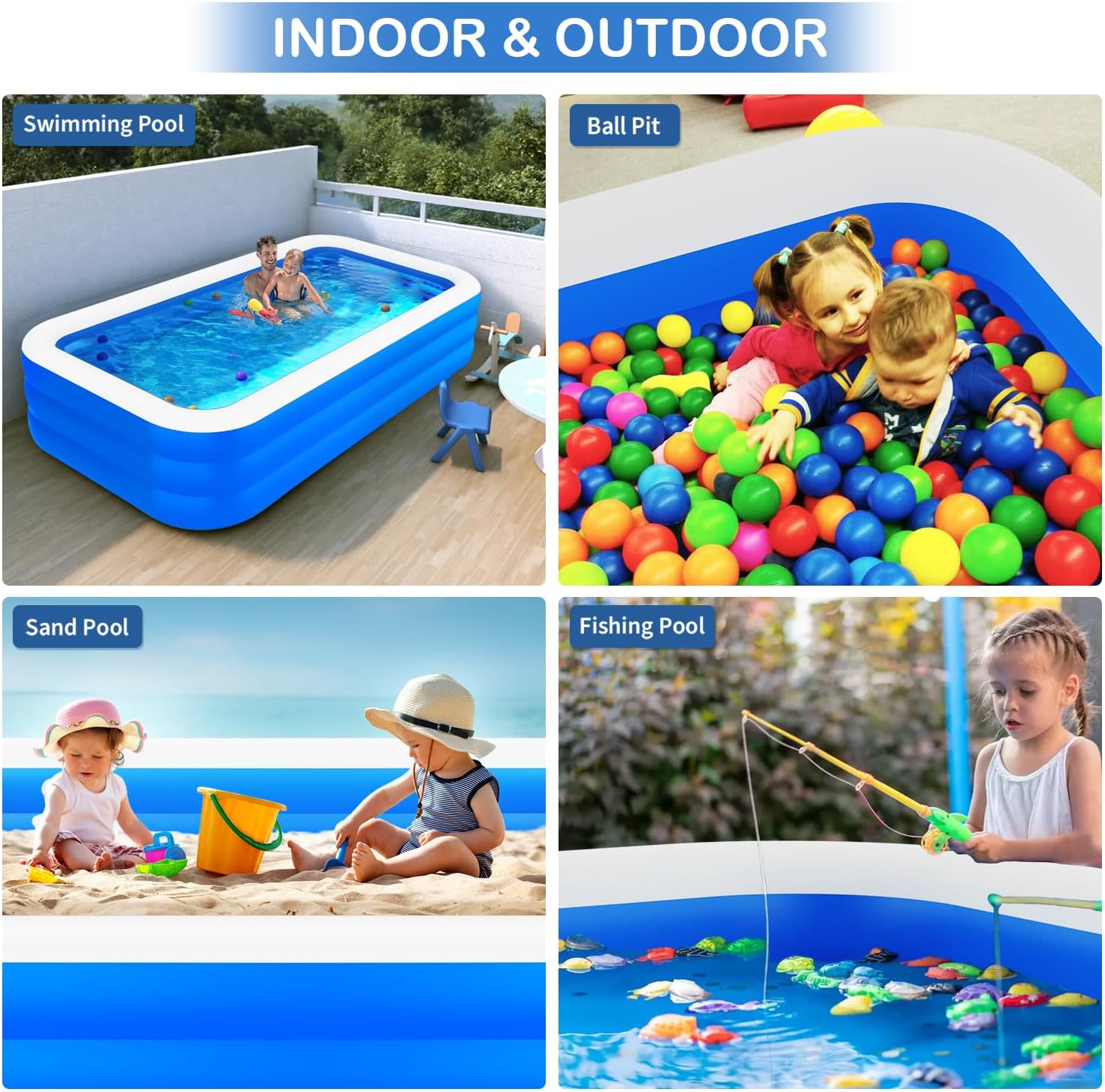 Inflatable Swimming Pool for Adults, Family, Outdoor Backyard N10231