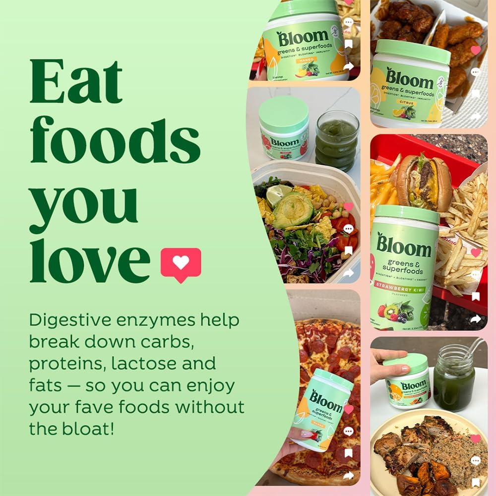 Bloom Nutrition Superfood Greens Powder with Probiotics, Berry + Bovine Colostrum F15806