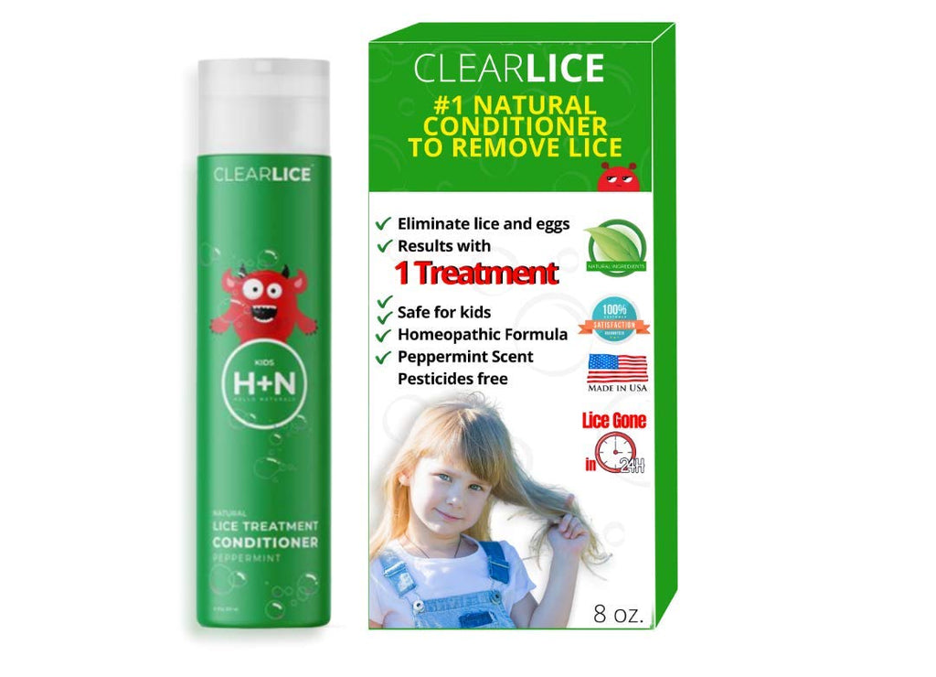 Head Lice Treatment Conditioner - Natural and Effective One Day Treatment - Get Rid of Lice, Super Lice & Nits (Eggs) - Essential Oils & Healthy Enzyme - Skin Friendly & SLS Free - 8 oz
