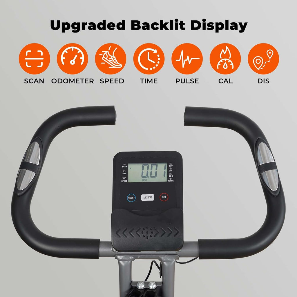 Folding Exercise Bike with Arm Resistance Bands and Pulse Sensor LCD Monitor J107067