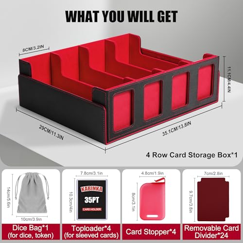 Trading Card Storage Box with Commander Display, 5-Row Deck Case, Black Purple B7043