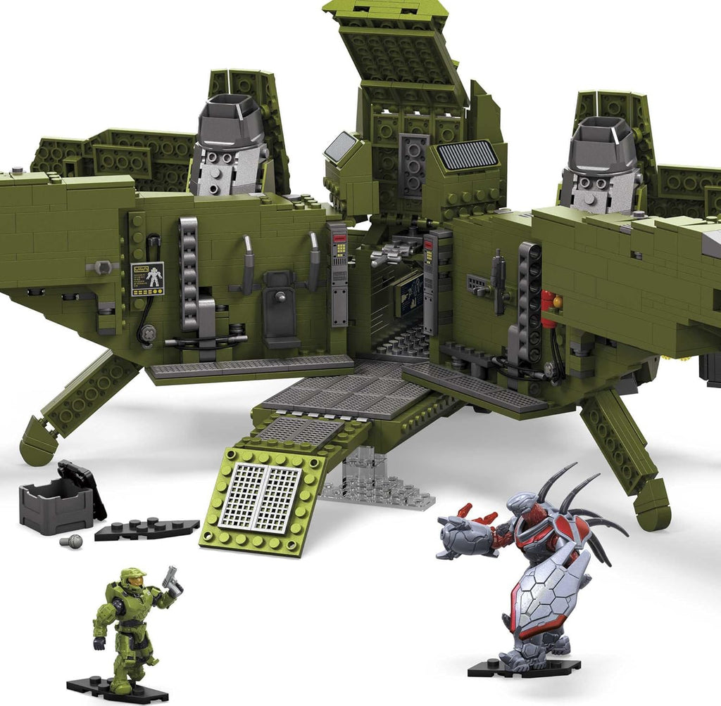 MEGA Halo Pelican Inbound Vehicle Building Set, 2024 Pieces, 3 Micro Figures H622