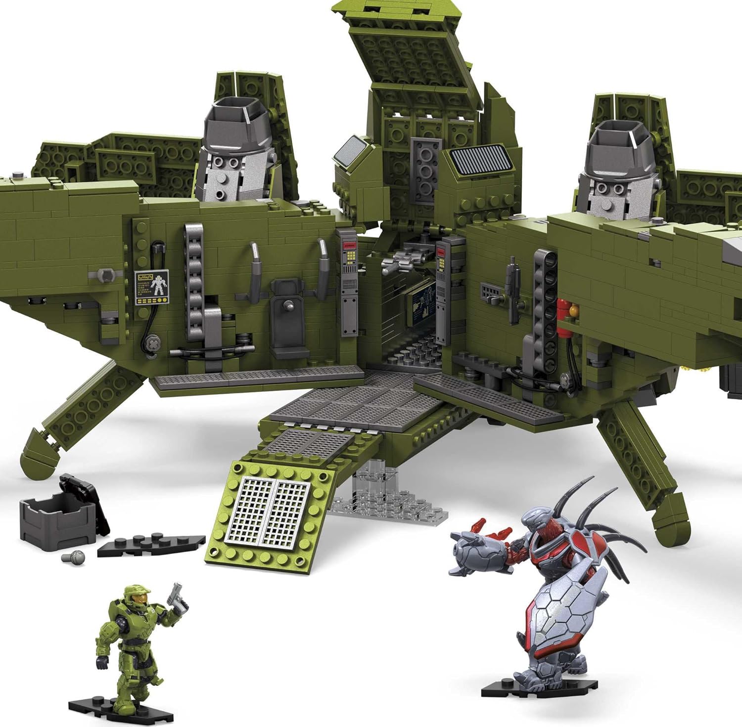 MEGA Halo Pelican Inbound Vehicle Building Set, 2024 Pieces, 3 Micro Figures H622