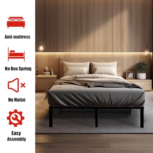 Queen Size 14 Inch Heavy Duty Steel Platform Bed Frame, Black U751645
