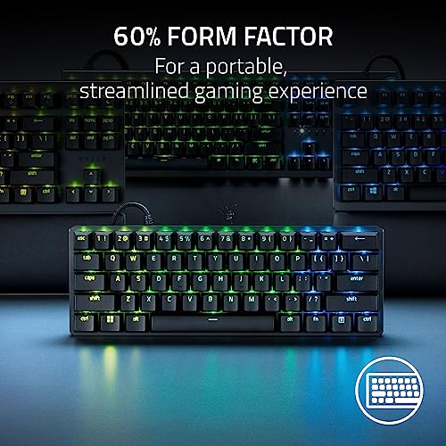 Razer Huntsman Mini 60% Gaming Keyboard, Clicky Optical Switches, RGB, Black B384275